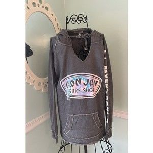 Ron Jon Surf Shop Womens M Ft. Myers‎ Beach Hoodie Tie Sweatshirt Front Pocket